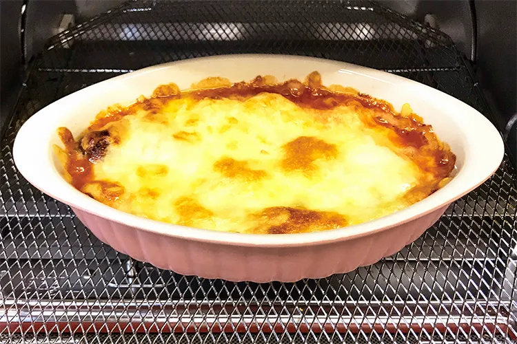 ピザソースとチーズをたっぷりとかけた花豆