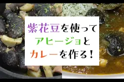 紫花豆を使ってアヒージョとカレーを作る!のアイキャッチ画像